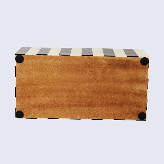 Handicrafts Home Large Decorative Storage Box with Lid, Black and White Keepsake Storage Box, Decorative Jewelry & Memory Box for Coffee Table, Shelf & Bedroom Decor, Puzzle Check - 10 x 5 x 5 Inch