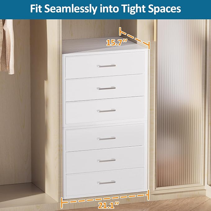 3 Fabric Drawer for Closet Storage: White Stackable Dresser Short Drawers for Clothes Organizer, Low Modular Chest Cabinet for Inside Closet Bedroom Nursery & Small Spaces, 4 Packs