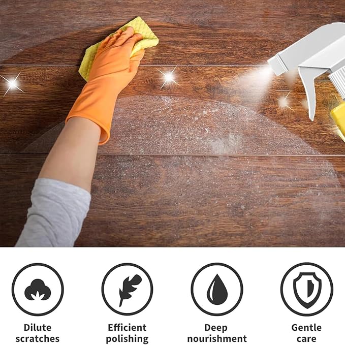 2PCS Beeswax Wood Polish Spray, 2026 New Essential Oil Beeswax Cleaner with Sponge and Towel, Natural Essential Oil Wax Cleaner for living rooms,kitchens,wood furniture floors