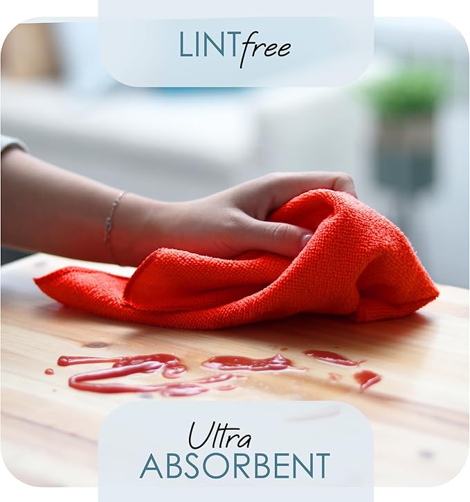 Hearth & Harbor Microfiber Cleaning Cloth,Microfiber Towels for Cars 144 Pack Washcloths,Red Cleaning Rags,Microfiber Cloth Rags for Cleaning,Lint Free Cloth,12''x12'' (V-HH-Cloth-M-144-Red)