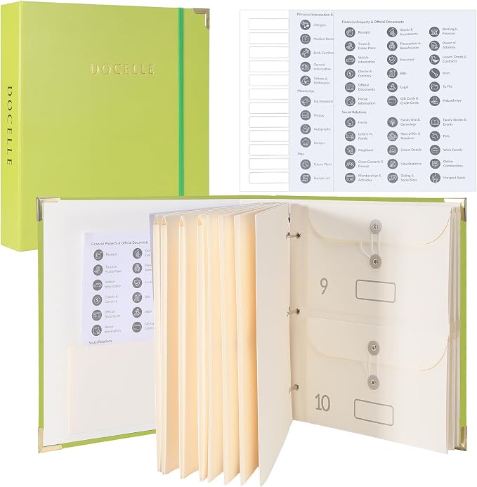 Important Document Organizer – Emergency File Folder Protect Your Family’s Legacy with 3-Ring and Label Pockets, Perfect for Home Office Filing and Gift Giving on Special Occasions