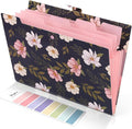 SKYDUE Accordion File Organizer, Floral Expanding File Folders with 5 Pockets, Cute Document Organizer for Paper Bills Receipt Storage, School Office & Hospital Supplies Letter/A4 Size Navy Blue