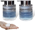 Glass Hand Foaming Soap Dispensers with Silver Pump Refillable Hand Soap Dispenser for Bathroom Kitchen (2Pack-D884+D888)