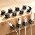 Magnetic Cable Clips 12 Pack, 360° Rotatable Self-Adhesive Cord Holder with One-Hand Open Lid, Cable Management for Nightstand Desk Car Phone Charger