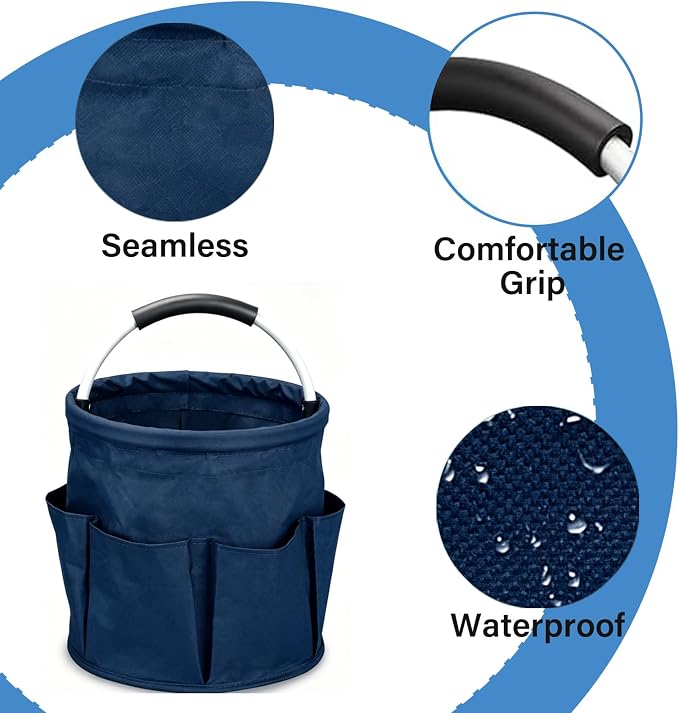 17L Foldable Storage Basket Cleaning Caddy with Handle Portable Multi Cleaning Bucket Bag for Home, Garden, Outdoor Camping (Blue)