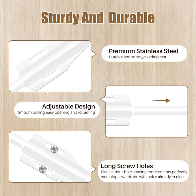 13" Valet Rod For Closet Pull Out Adjustable For Closet,2 Pack White | 13" pull-out valet rod provides convenient hanging space for clothes in closets, bedrooms and laundry rooms.