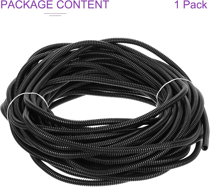 DMiotech 100ft Wire Loom Split Tubing 1/2 Inch(12.7 Mm) ID, Cord Protectors from Pet Flexible Conduit Cable Management for Office, Home, Garden, Black
