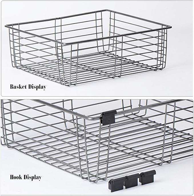 Pull-out Clothes Storage Basket,Stackable Shelf Baskets Organizer,Stackable Storage Bins with Slide Rails,for Wardrobe and Closet Drawer in Bedroom Office(White,29.92-31.88in)