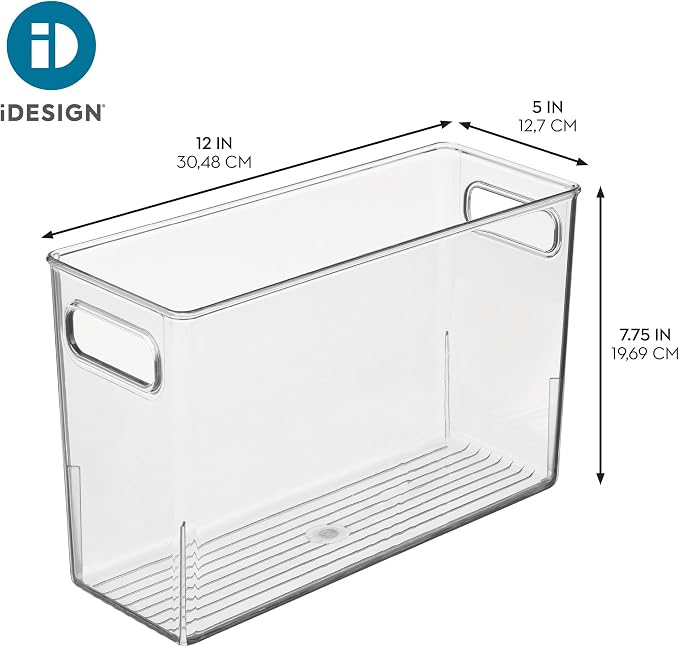 iDesign Slim Clear Plastic Bathroom Storage Bin, Tall Narrow | Organizer for Lotions, Creams, Toiletries