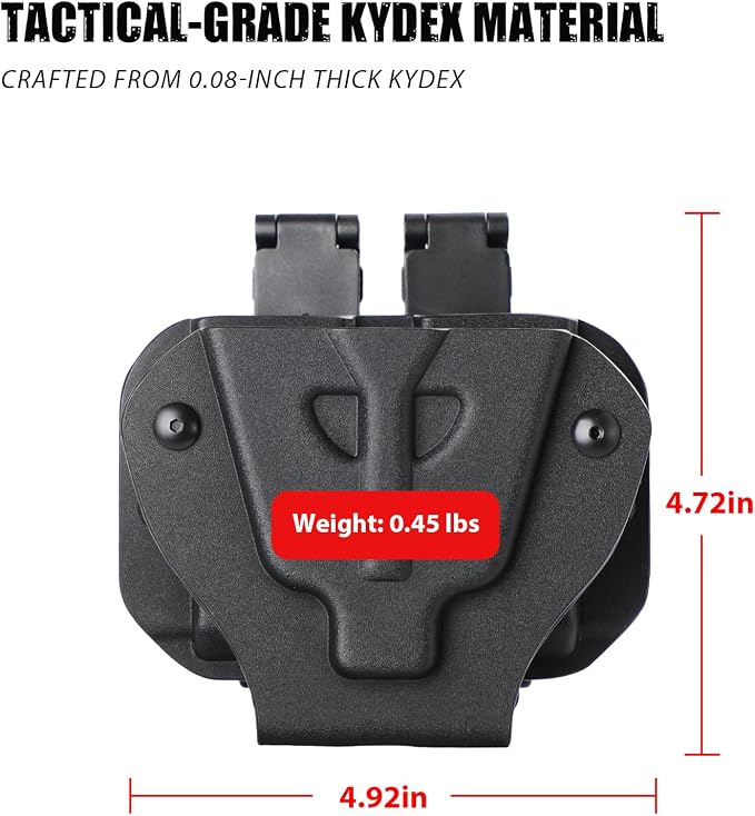 Kydex Handcuff Magazine Combo Holster, Fits 9mm .40 .45 Mags, Belt MOLLE | Compatible with S&W Model 100/ASP/Peerless chained handcuffs; 2-in-1 design saves belt space with secure gear organization
