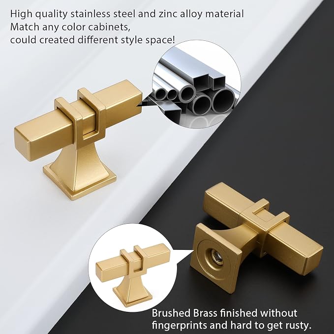 10 Pack Gold Cabinet Knobs Brushed Brass Dresser Drawer Knobs Gold Kitchen Cabinet Pulls Cabinet Hardware