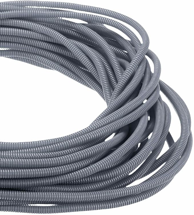 DMiotech 100ft Wire Loom Split Tubing 1/4 Inch(6.4mm) ID, Cord Protectors from Pet Flexible Conduit Cable Management for Office Home Garden, Gray