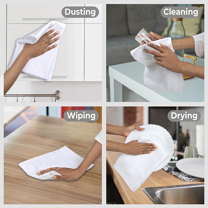 Urban Villa Flour Sack Kitchen Towels (27x27 Inches 24 Pack) Extra Large Premium White Dish Towels 100% Cotton Flour Sack Kitchen Towels for Embroidery, DIY Projects, Cloth Diapers, Cheese Strainers