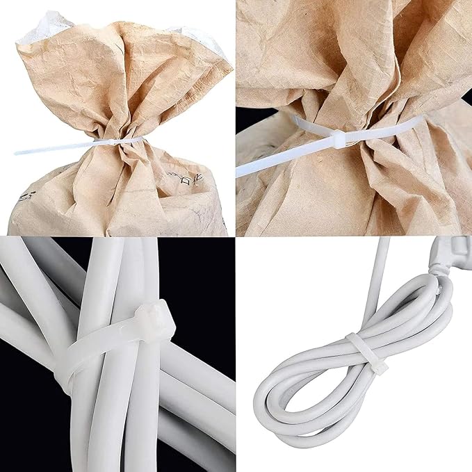 Zip Ties 16 Inch White Cable Ties Wraps 100 Pcs with 60 Pounds tensile | Nylon ties for Outdoor Use by WANGFA