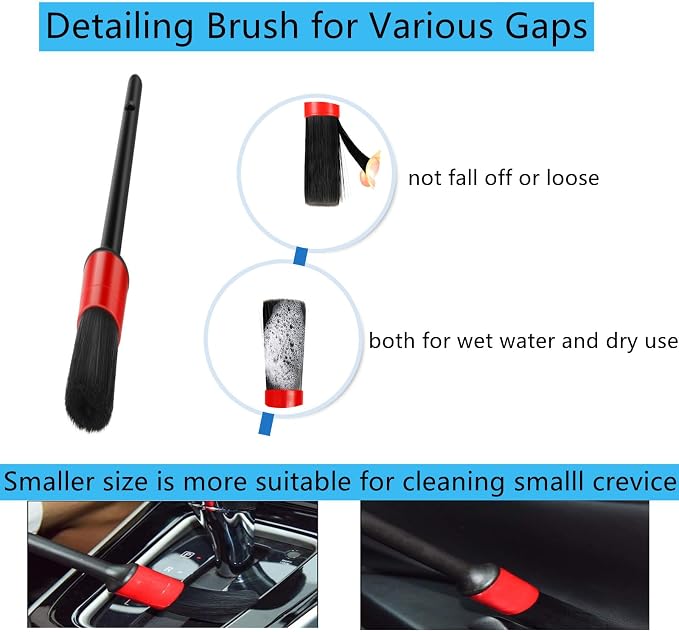 Fitosy Car Interior Duster Detail Brush Cleaning Gel Kit, Dust Remover | Slime Putty Cleaner Soft Detailing Brushes Car Accessories Essentials Supplies Tools for Men Women, Auto Truck SUV RV