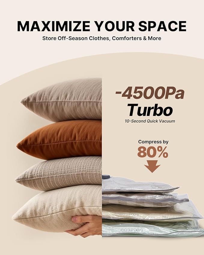 Vacuum Seal Bags for Clothing Travel with Rechargeable Cordless Pump, VINTAR 20 Pack Space Saver Vacuum Storage Bags, Travel Vacuum Compression Bags Set for Luggage Clothes Bedding Blanket
