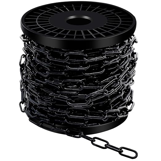 100 ft 1/8" Metal Hanging Chains Fixture Chain Decorative Chain Light Duty Chain Utility Chains for Hanging Plants, Basket, Light Fixture, Chandelier, Lamp (3mm 100ft)