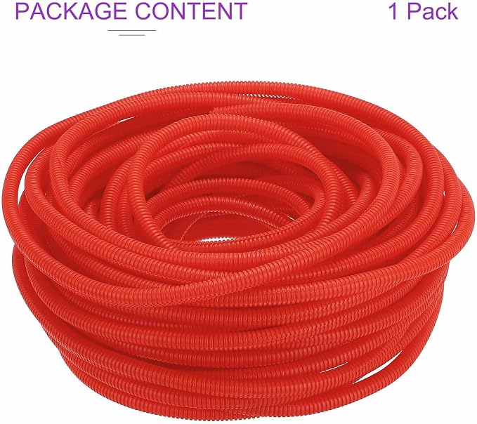 DMiotech 100ft Wire Loom Split Tubing 3/8 Inch(9.5mm) ID, Cord Protectors from Pet Flexible Conduit Cable Management for Office Home Garden, Red