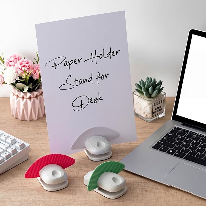 Faccito 4 Pcs Paper Holder Stand for Typing Non-Slip Mat Desktop Folder Document Holder with Anti-Slip Pads Portable Copy Stand Desktop Clamp for A4 Paper Office Reading (White,Blue,Red,Green)