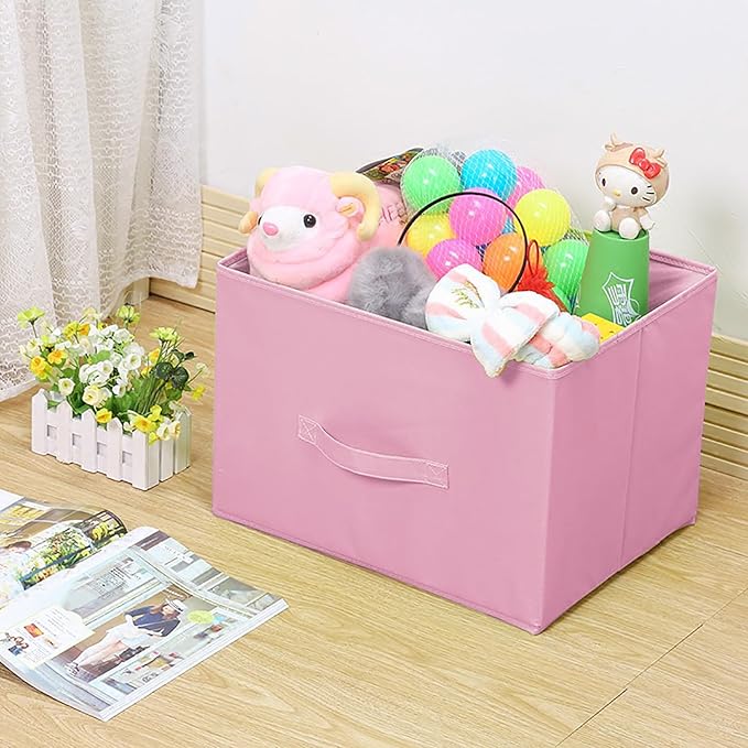 EBIGIC Pink Bins[6 Pack] 9.0"x7.5"x7.5" Small Size Fabirc Foldable Closet Toy Organizer Collapsible Cloth by BIGIC…