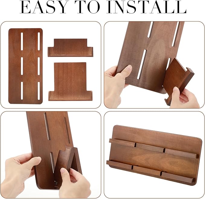 Leinuosen 2 Tier Wood Multiple Business Card Holder Desktop 6 Slot Business Card Holder for Desk Gift Postcard Display Rack Pamphlet Display Stand for Office Meeting Home Men Women(12.99 x 6.3 Inch)