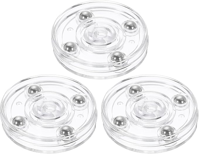 uxcell 3Pack Acrylic Lazy Susan Turntable, 2" Spinner Lazy Susan Turntable Organizer, Acrylic Ball Bearing Rotating Tray for Pantry Spice Rack Decorating, Clear