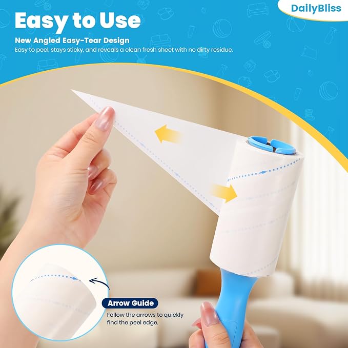 Extra Sticky Lint Roller for Pet Hair, 800 Sheets with 2 Handles | Easy Spiral Tear Lint Rollers,Lint Remover for Clothes, Dog and Cat Hair Remover with Ergonomic Handle