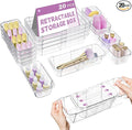 20 Pcs Clear Drawer Organizer, Adjustable Drawer Storage Box, 3-Size Desk Drawer Organizer, Acrylic Storage Bins for Makeup, Kitchen Utensils, Bedroom Dressers Tool Organizer for Gadgets