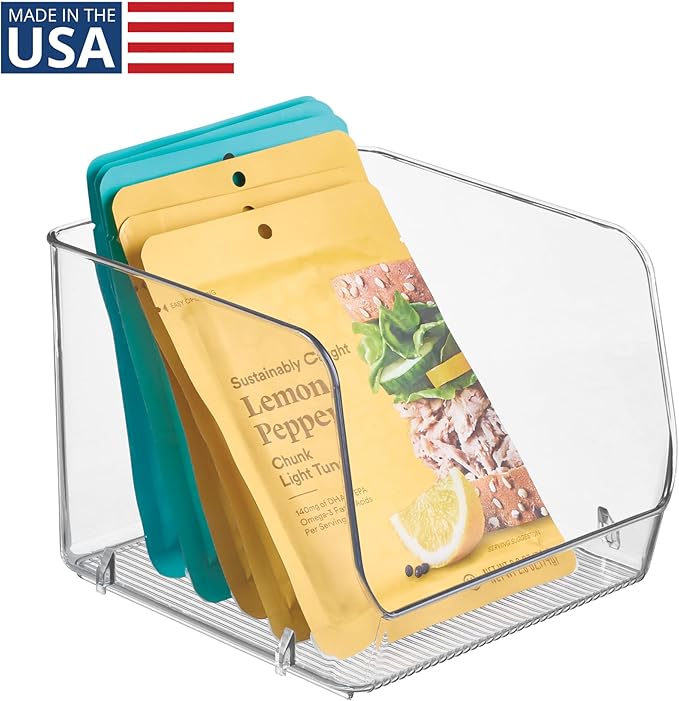 iDesign Stackable Open-Front Storage Bin for Pantry or Household Storage, Clear, Made in USA