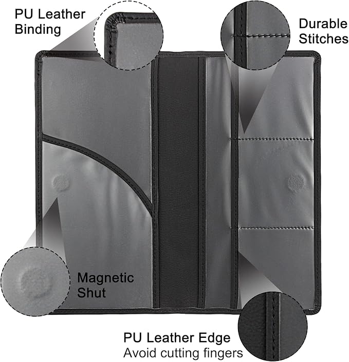 LumiMokki Premium Car Registration & Insurance Card Holder, Black | Vehicle Glove Box Organizer, Magnetic Closure Car Document Holder, For Insurance, Cards, License, Women & Men
