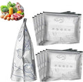 2026 New Reusable Aluminum Foil Sealable Storage Bags, Upgrade Resealable Vacuum Zipper Pouches with Label and Zip Lock, Stand Up Foil Sealable Bags for food, Vegetable and Fruit Meat (20PCS, Large)