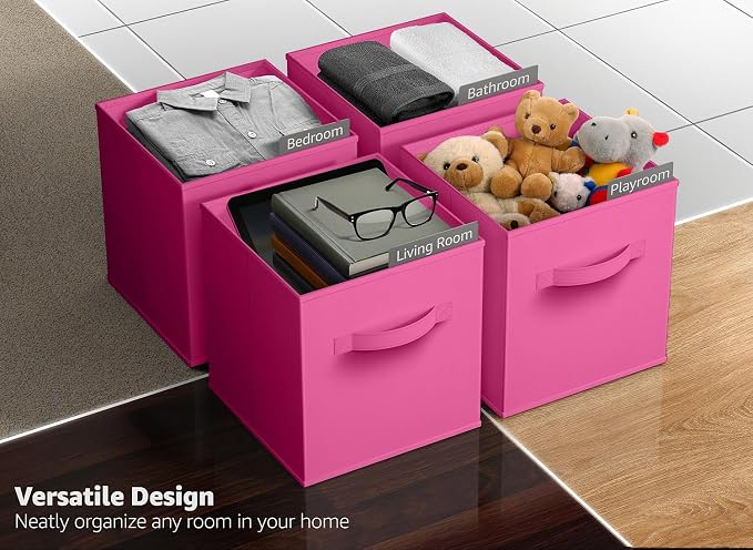 Sorbus Fabric Storage Cubes - 8 Foldable Storage Bins for Organizing Pantry, Cubbies, Toy Box - Clothes Storage & Closet Organizer - 11 Inch Collapsible Cube Baskets for Shelves with Handle
