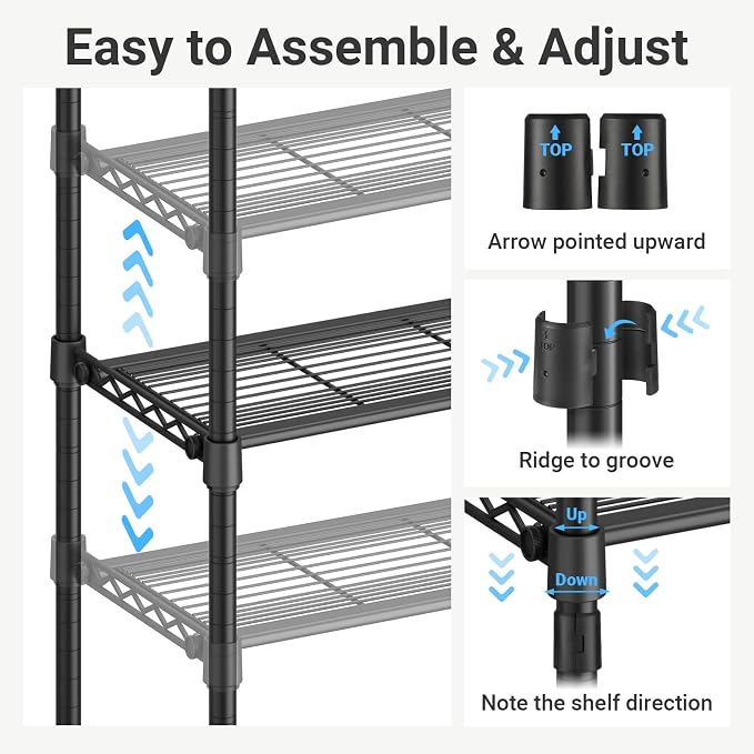 VIPEK S4 Heavy Duty Clothes Rack with Shoe Shelves Freestanding Clothing Rack with 8-Tier Shoe Rack, 4 Hanging Rod, Adjustable Shelf, Walk in Closet Organizer Garment Rack, Black