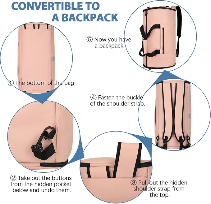 Garment Bags for Travel,50L Carry on Convertible Garment Duffle bag with Shoulder Strap,3 in 1 Hanging Suit Travel Bag with Shoulder Strap