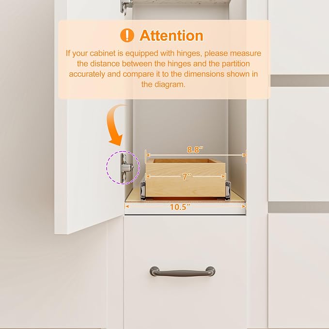 Pull Out Cabinet Organizer, 8" W x 21" D | Soft Close Pull Out Drawers for Cabinets with Heavy Duty Slides, Wood Slide Out Drawers for Kitchen Cabinets