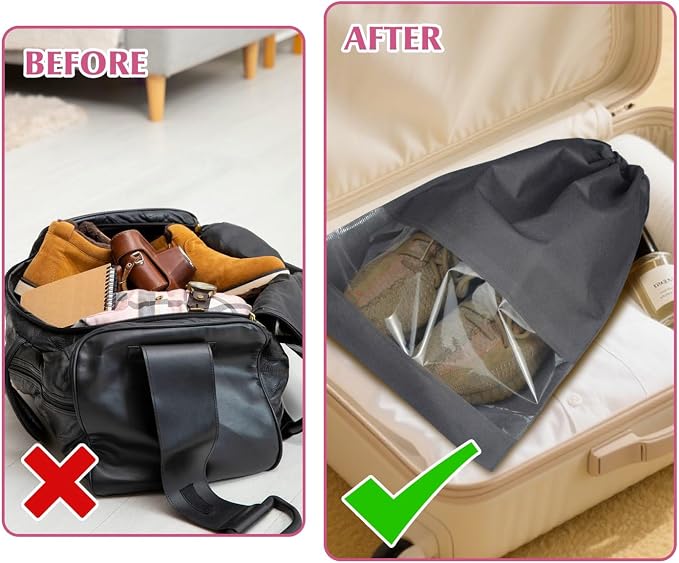 10 Pack Shoe Bags for Travel, Drawstring Bag for Men Women, Shoe Storage, Travel Essentials, Organization Accessories (10, Grey)