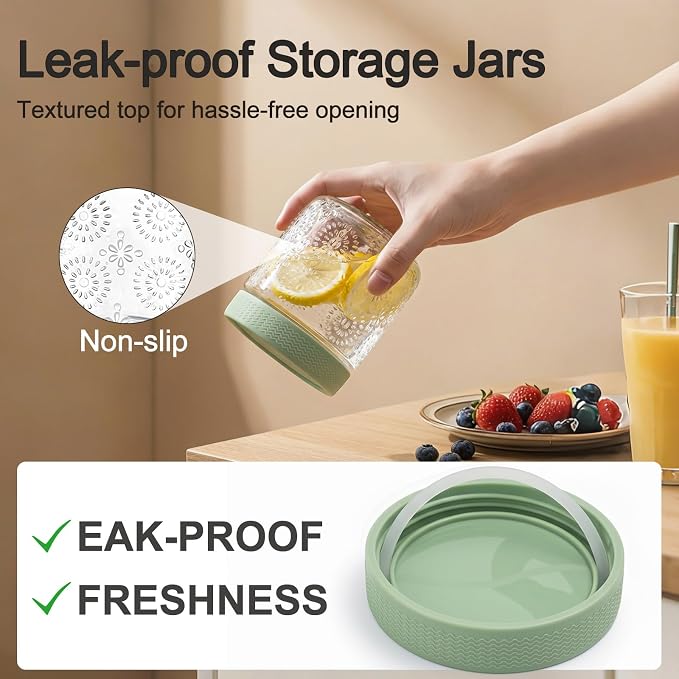 6 pack 16 oz Overnight Oats Containers with Lids, Glass Food Storage Container, Airtight Salad Jars, Mason Jars for Overnight Oats, Yogurt, Oatmeal, Salad, Coffee, Spices