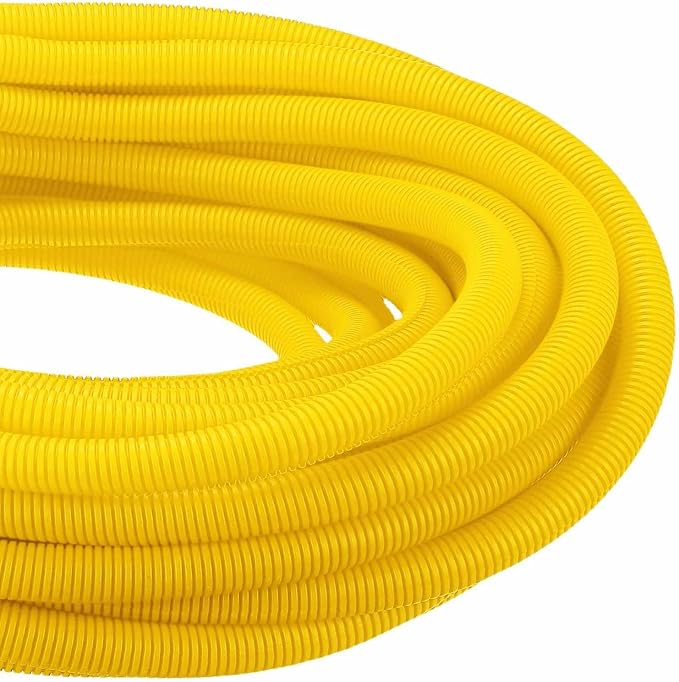 DMiotech 100ft Wire Loom Split Tubing 1 Inch(25.4mm) ID, Cord Protectors from Pet Flexible Conduit Cable Management for Office Home Garden, Yellow