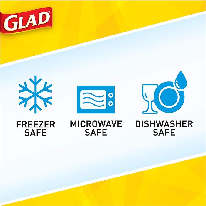 Glad GladWare Tall Entree Food Storage Containers - Large Square - Meal Container Holds up to 42 Ounces of Food - Lock Tight Seal, 3 Count - 6 Pack