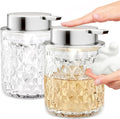 Bathroom Accessory Set, Foaming Soap Dispenser 2Pack, Glass Hand Foaming Soap Dispenser, Refillable Clear Pump Bottles for Liquid or Lotion, Crystal Decorative Handwash Dispenser for Bathroom, Kitchen
