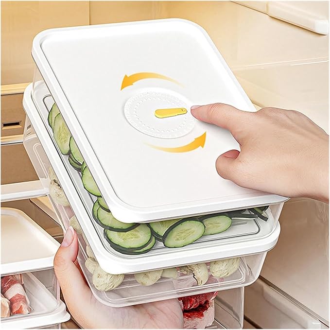 Food Storage Container Fresh Refrigerator Sealed Fresh-Keeping Box Fruit Meat Freezing Storage Cans Kitchen Plastic Food Organizer Case Container Lunch Box(N3 780ml)