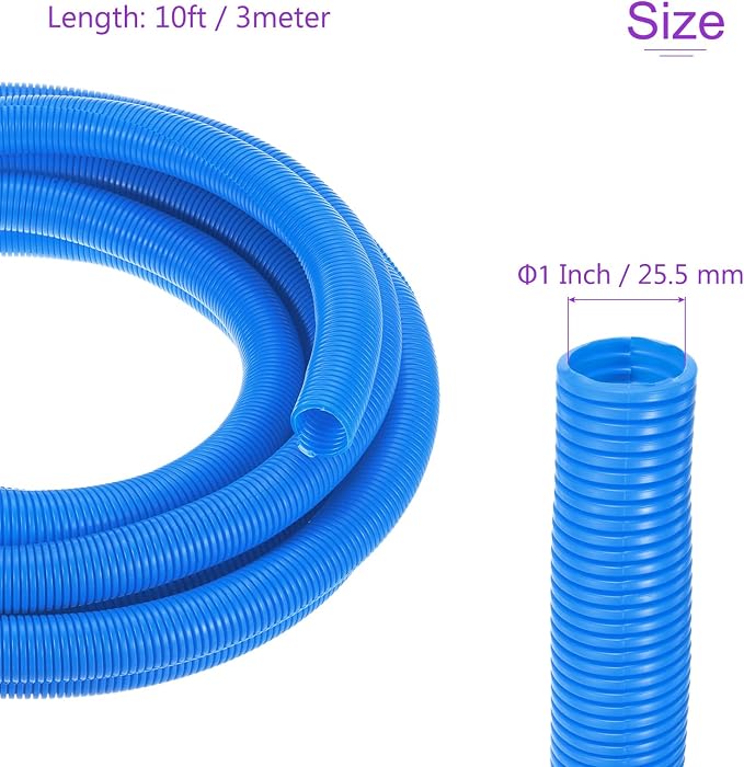 DMiotech 20ft Wire Loom Split Tubing 1 Inch(25.5 Mm) ID, Cord Protectors from Pet Flexible Conduit Cable Management for Office, Home, Garden, Blue
