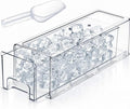 Havawish 1 Set Ice Container for Freezer with Scoop, Ice Storage Bin with Lid, Pull out Freezer Bin Organizer for Refrigerator, Clear Stackable Holder, Medium 12.6 x 4.7 x 4.3 Inch