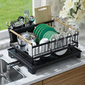 Dish Rack for Kitchen Rustproof Steel Dish Drying Rack for Kitchen Counter Anti-Rust Dish Strainer with Drainboard, Cup Holder, Utensil & Cutting Board Organizer, Heavy Duty Metal | Holds 12 Dishes, Drainboard Set, Cutlery Holder, Rust Resistant, Space...