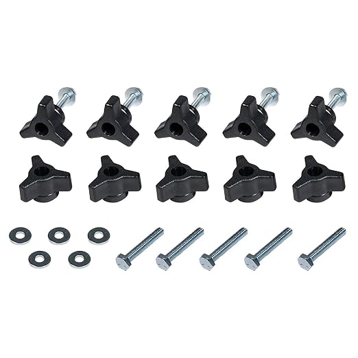 POWERTEC T Track Router Bit & 10 Sets of 1/4" Hex Bolts T-Track Knobs Kit, Tungsten Carbide Tipped T Track Router Bit, 1/4" Shank, 7/16" Dia. for Picture Frames, T Track Accessories (73032)