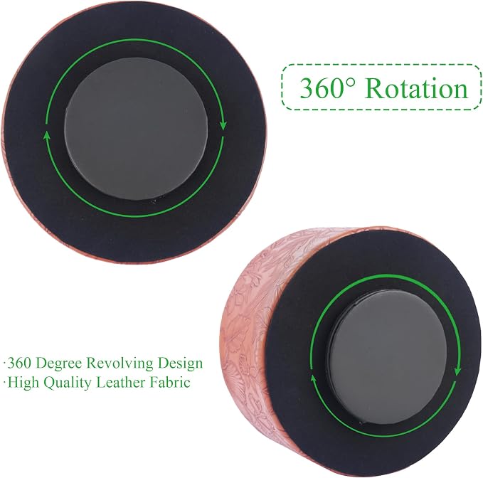 Remote Control Holder, 360°Spinning PU Leather Desk TV Remote Caddy,Desk Storage Box Room Accessories for Controller, Media,Mail,Calculator, Mobile Phone,Pencil(1-Carved Brown)