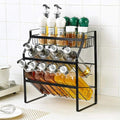 Tomorotec 3-Tier Spice Rack, Metal Kitchen Counter Shelf Organizer, Black | Sturdy Steel Frame with Anti-Rust Coating and Non-Slip Pads for Spices, Oils, Liquor Bottles and Bathroom Essentials