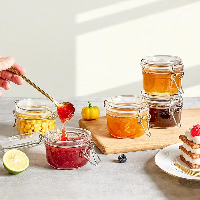 ComSaf Small Mason Glass Jars with Airtight Lids 4 oz 6 Pack Pantry | Herbs honey jam, Spice rack cabinet organization, Kitchen storage, Salt pepper chili, Wedding favors