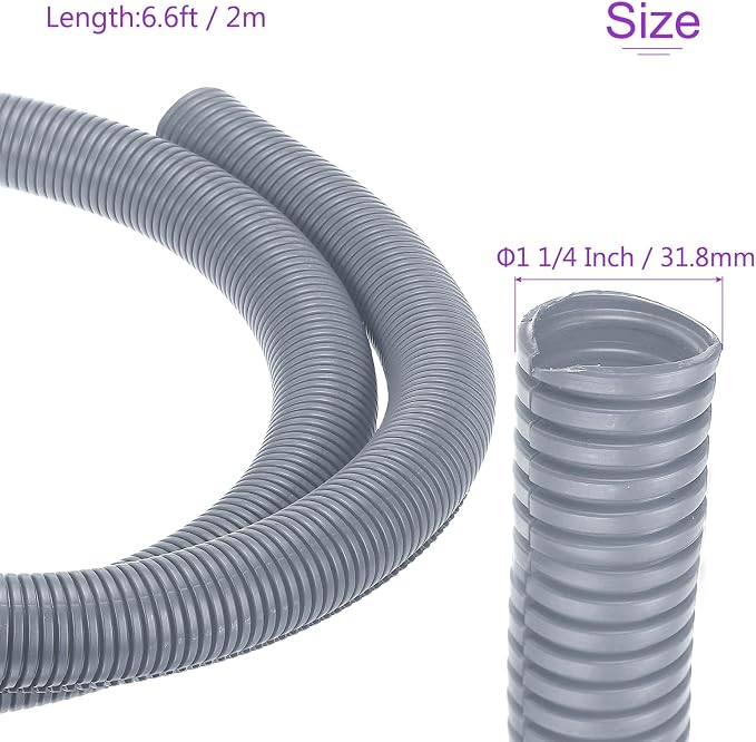 DMiotech 6.6ft Wire Loom Split Tubing 1 1/2 Inch(38.1mm) ID, Cord Protectors from Pet Flexible Conduit Cable Management for Office Home Garden, Gray