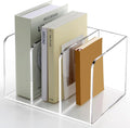 YUXUN Acrylic Desk File Organizer - 3 Section Vertical File Folder Rack, Clear Desktop Sorter for Home/Office/Classroom, Holds Magazines, Binders, Notebooks, Envelopes & Documents